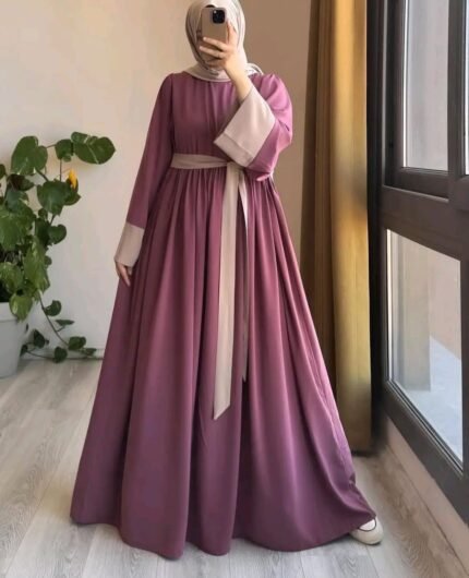 (হিজাব সহ) Haya Abaya -দুবাই চেরি কাপড়ের বোরকা হিজাব সহ।